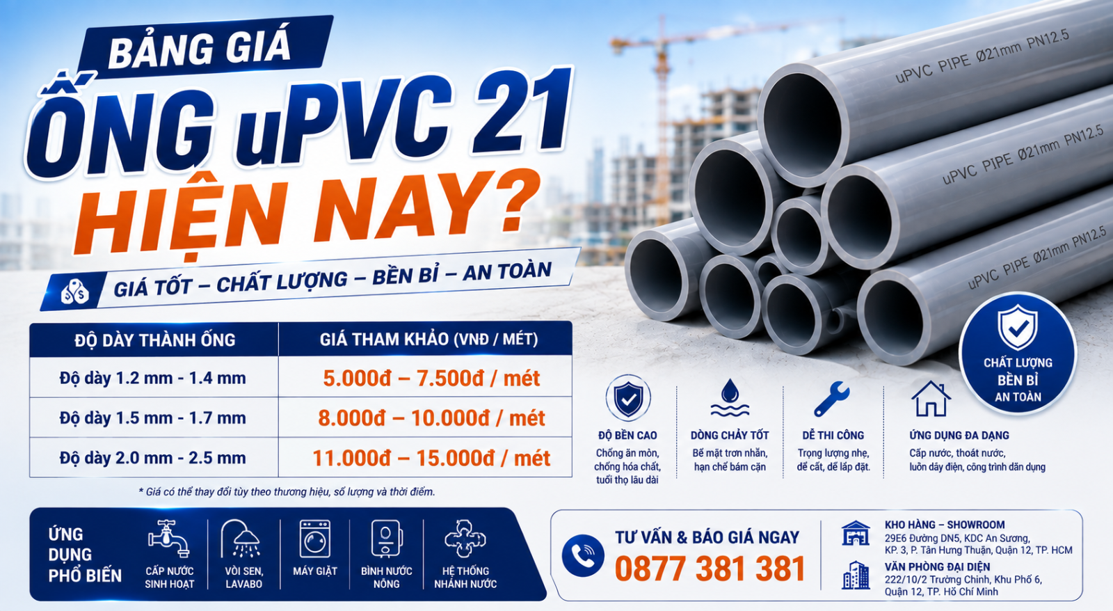 Bảng Giá Ống uPVC 21 Hiện Nay?