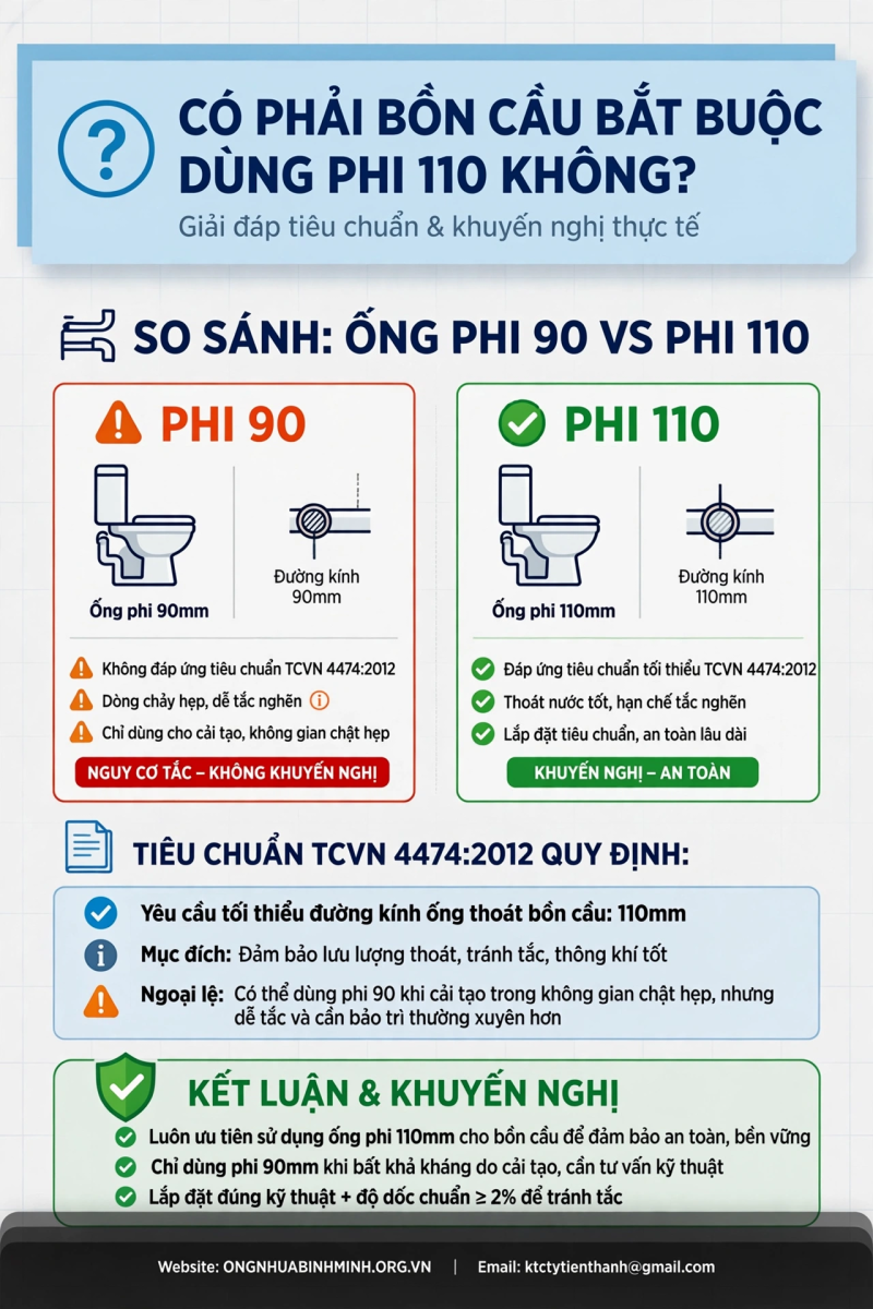 Có Phải Bồn Cầu Bắt Buộc Dùng Phi 110 Không?